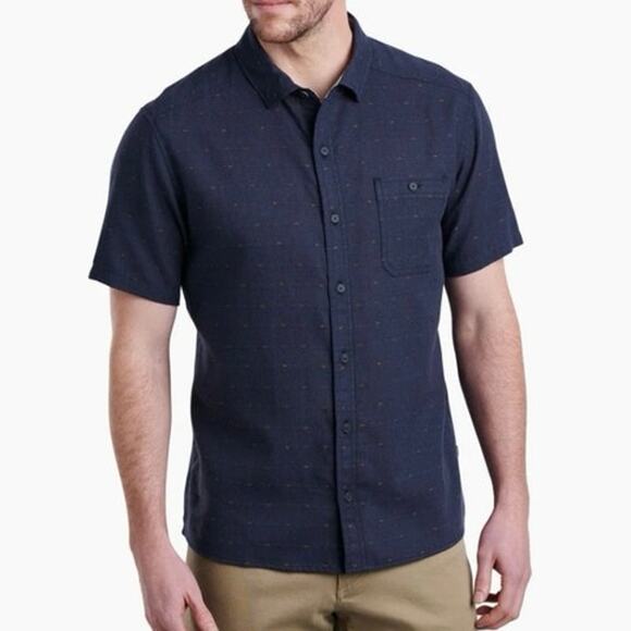 KUHL Men's XXL Intrepid Skorpio Short Sleeve Linen Cotton Shirt Northern Star - Picture 1 of 11